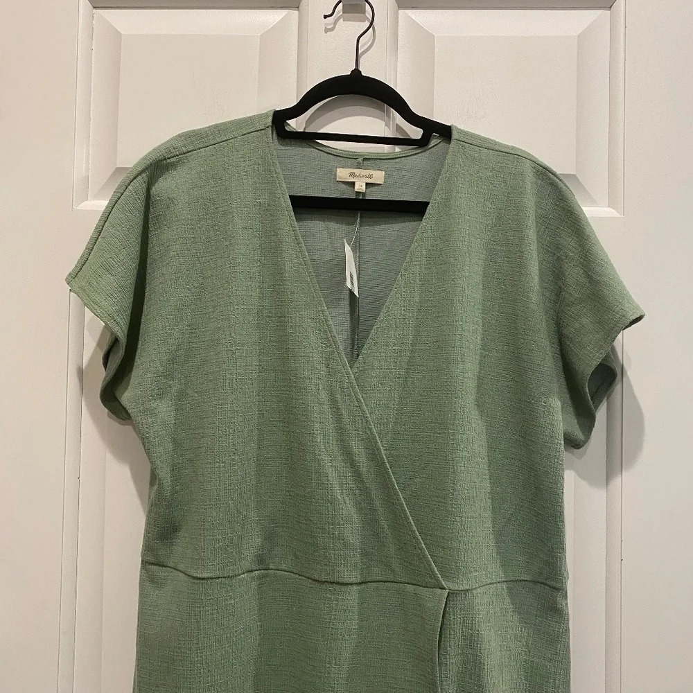 New! Madewell V-neck Wrap Dress, light green nwt 16314 - Picture 3 of 11